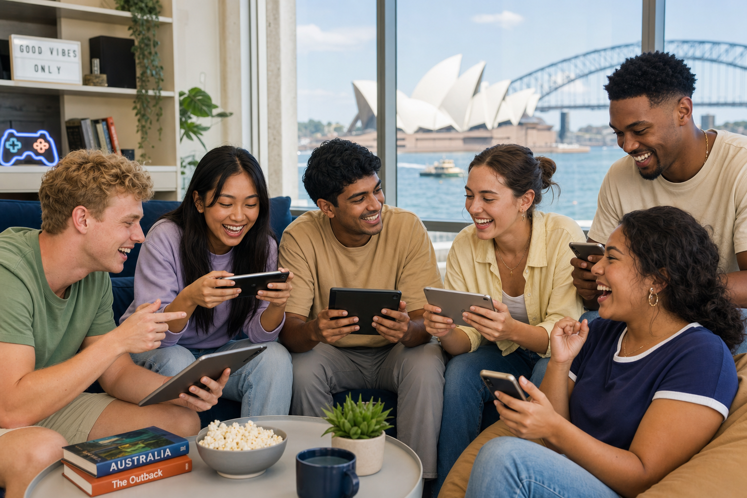 Australians playing social games together